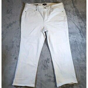NYDJ Women's Size 14 Marilyn Straight Leg White Jeans Lift‎ Tuck Denim